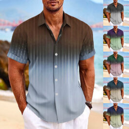 Lapel Button Short-sleeved Summer Beach Shirt