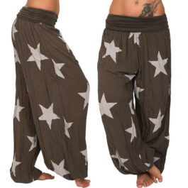 Women’s Star Print Solid Color Harem Pants