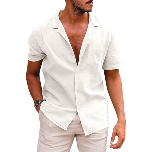 Men's Tops Casual Button Down Short Sleeve Beach Shirt - Image 7