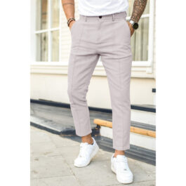 Men’s Double Fold Line Solid Color Casual Suit Pants