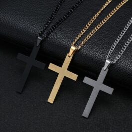 Classic Cross Necklace Men’s Pendant Stainless Steel Jewelry