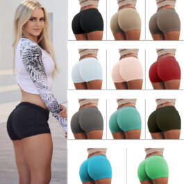 High Waist Stretch Seamless Scrunch Butt Fitness Yoga Gym Shorts