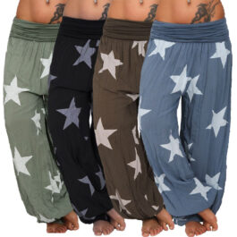 Women’s Star Print Solid Color Harem Pants