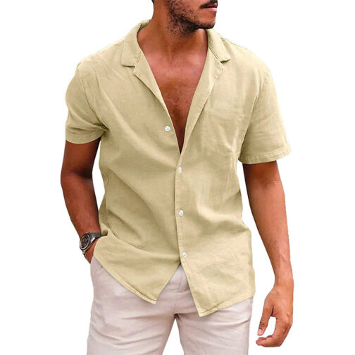Men's Tops Casual Button Down Short Sleeve Beach Shirt - Image 8