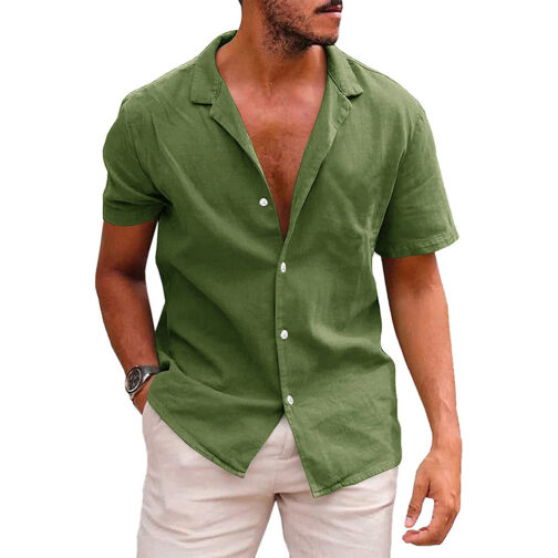 Men's Tops Casual Button Down Short Sleeve Beach Shirt - Image 6