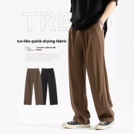 Ice Silk Draping Casual Suit Straight Pants