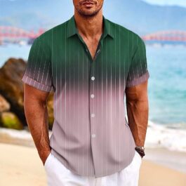 Lapel Button Short-sleeved Summer Beach Shirt