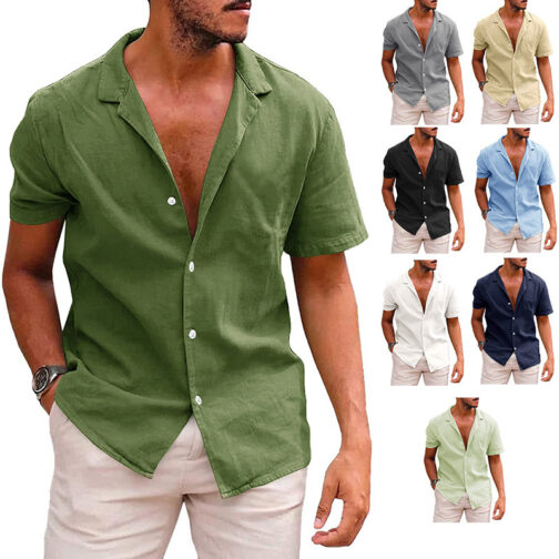 Men's Tops Casual Button Down Short Sleeve Beach Shirt