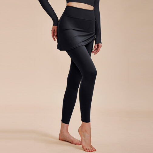 Short Skirt Design Fake Two-piece Anti-exposure Butt-covering Seamless High-waisted Leggings - Image 6