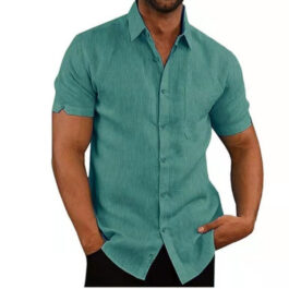 Men Short Sleeve Summer Solid Shirts