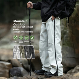 Straight Zipper Outdoor Three-proof Charge Straight Cargo Pants