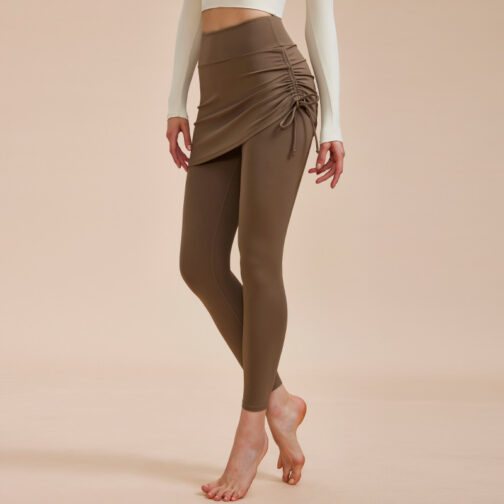 Short Skirt Design Fake Two-piece Anti-exposure Butt-covering Seamless High-waisted Leggings - Image 2