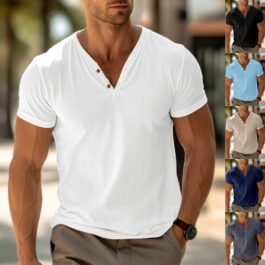 Summer Beach Short Sleeve Casual Solid Color Regular Tops