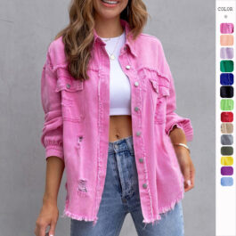 Fashion Ripped Jacket Female Autumn And Spring Casual Tops