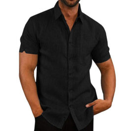 Men Short Sleeve Summer Solid Shirts