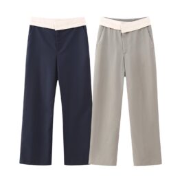 Autumn Contrast Color Waist Casual Pants