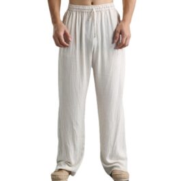 Men’s Loose Casual Pants Linen Breathable Sports Trousers