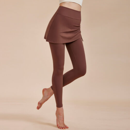 Short Skirt Design Fake Two-piece Anti-exposure Butt-covering Seamless High-waisted Leggings - Image 7