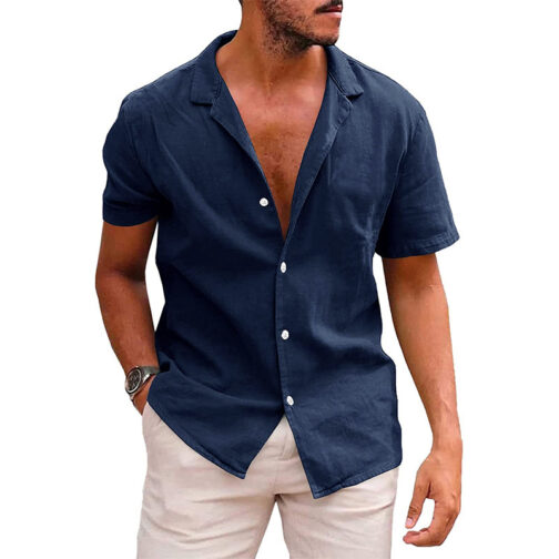 Men's Tops Casual Button Down Short Sleeve Beach Shirt - Image 5