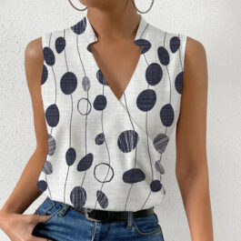 Casual Printed Summer V-neck Sleeveless T-shirt