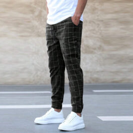 Fashion Plaid Print Men’s Casual Drawstring Trousers